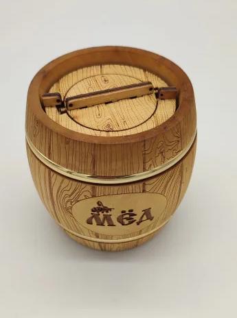 Мёд диких медоносов Вятский 300гр Бондарь тёмный бочонок Фото Мёд диких медоносов Вятский 300гр Бондарь тёмный бочонок