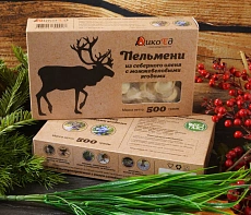 Пельмени из северного оленя с можжевеловыми ягодами 5 кг.
