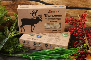 Пельмени из северного оленя с можжевеловыми ягодами 5 кг. Фото Пельмени из северного оленя с можжевеловыми ягодами 5 кг.