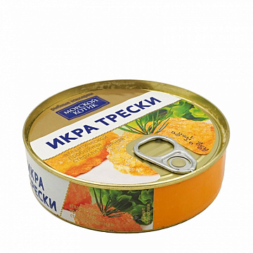 Икра трески стерилизованная пробойная 160гр Морской Котик Фото Икра трески стерилизованная пробойная 160гр Морской Котик